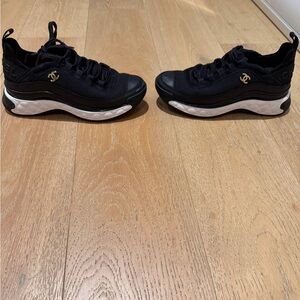 Chanel Calfskin Mixed Fibers CC Sneakers 38